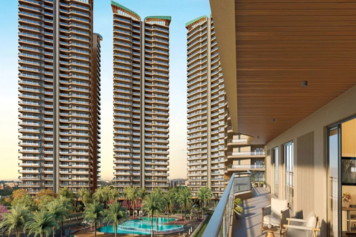 residential towers view from apartments balcony